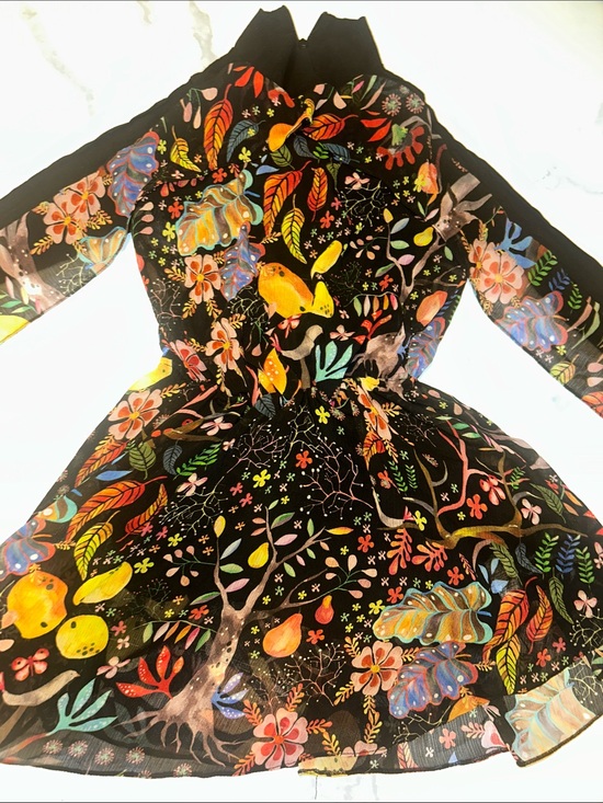 Other - Black Floral & Woodland Print Fit-and-Flare Dress